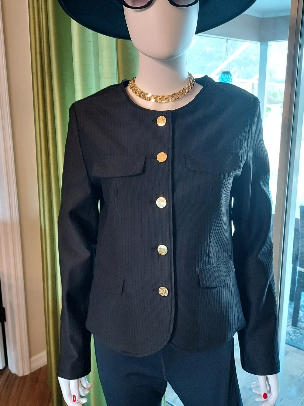 Nanette Lepore Very Black Blazer with Gold Buttons. M : NWT